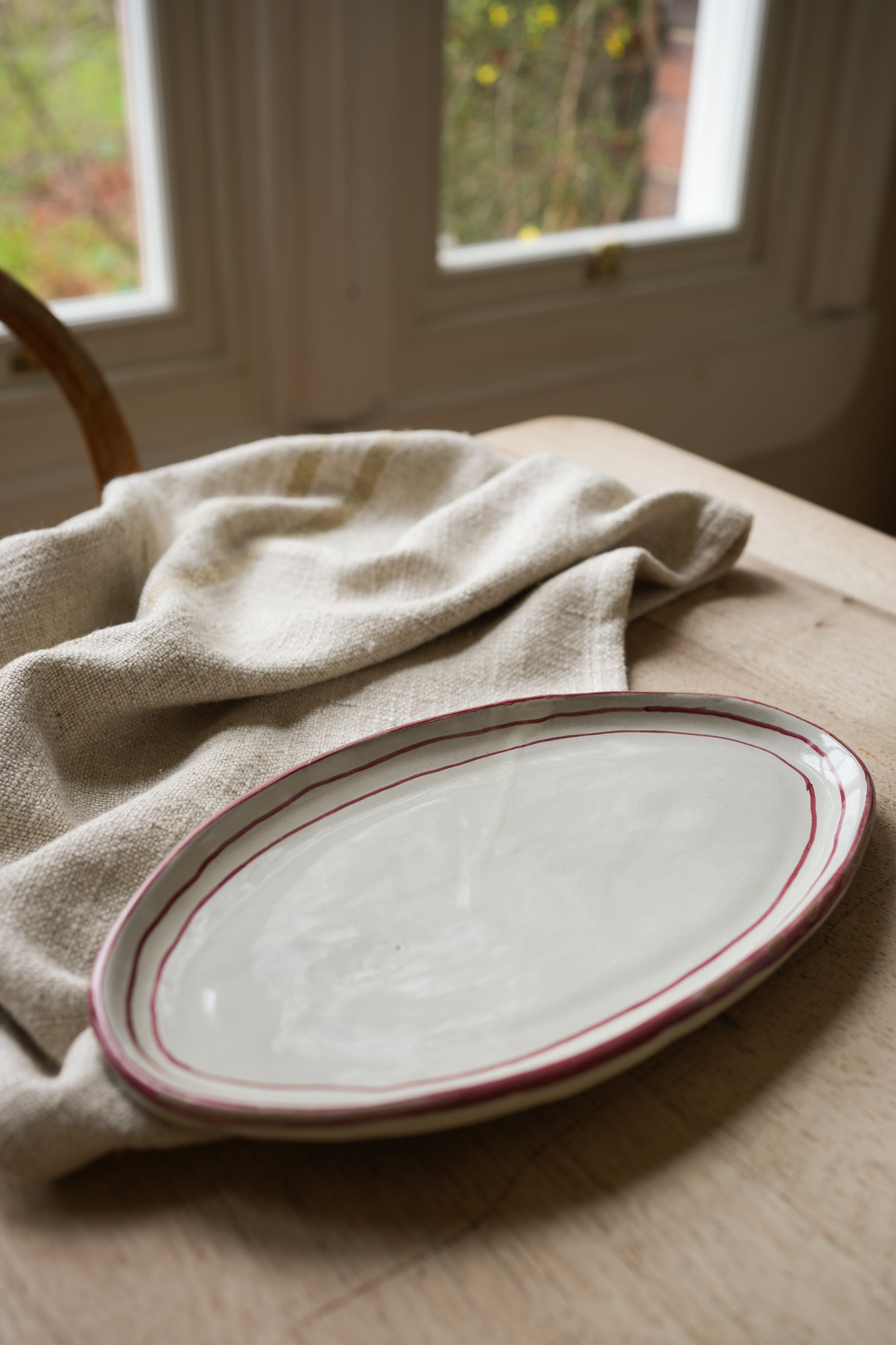 Hand Painted Breton Stripe Oval Plate - Brick – Morgan Wright Wholesale