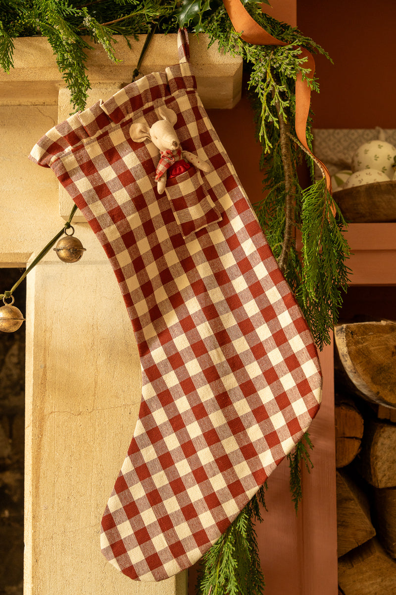The Pocket Ruffle Stocking - Gingham in Winter Berry – Morgan Wright ...